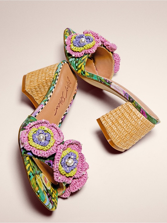 Betsey Johnson Shoes - Betsey Johnson Deitrich Bright Multicolor Block Heel Mule Sandals
